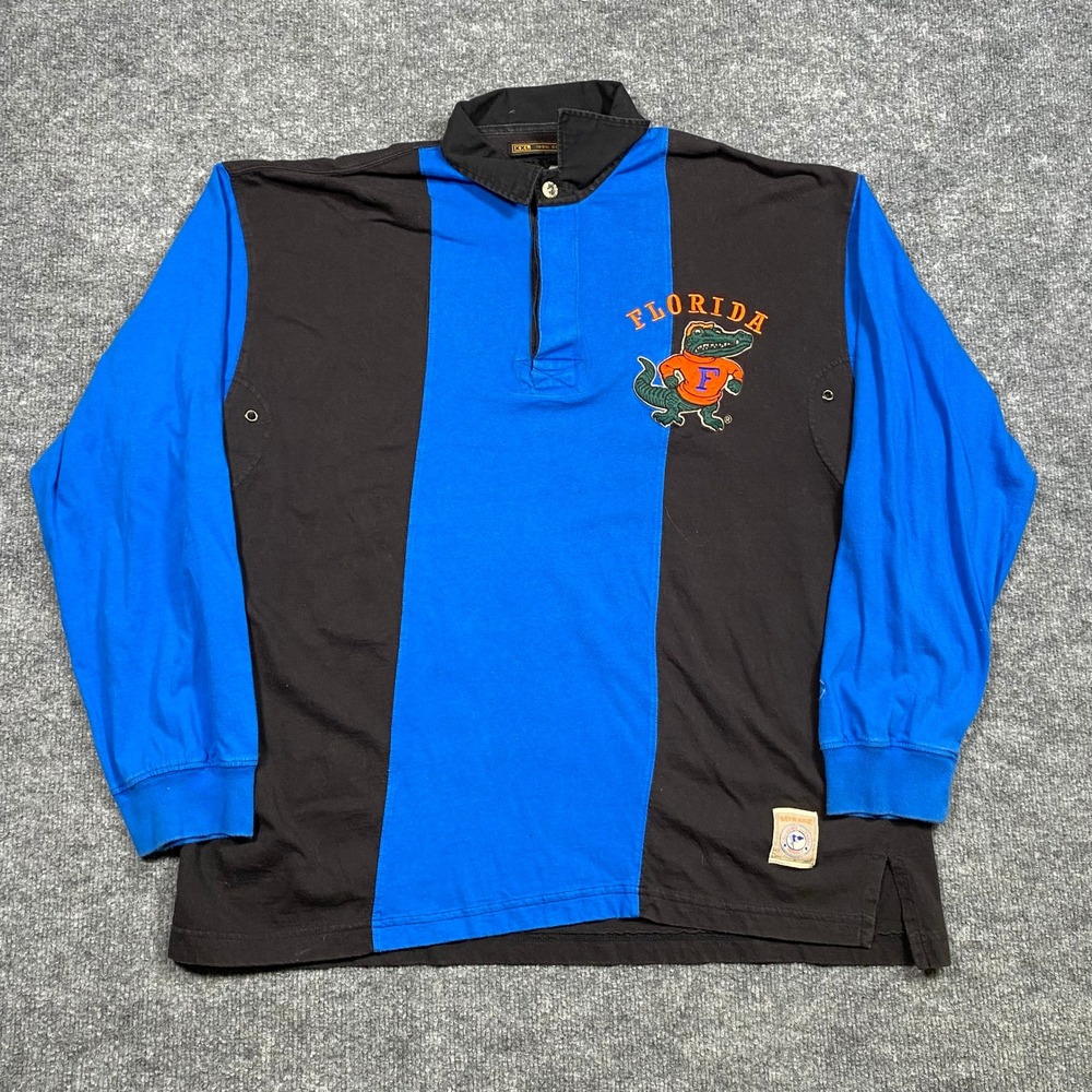 Mirage‎ Florida Gators Rugby Shirt Mens XXL Black Blue Embroidered Vintage NCAA